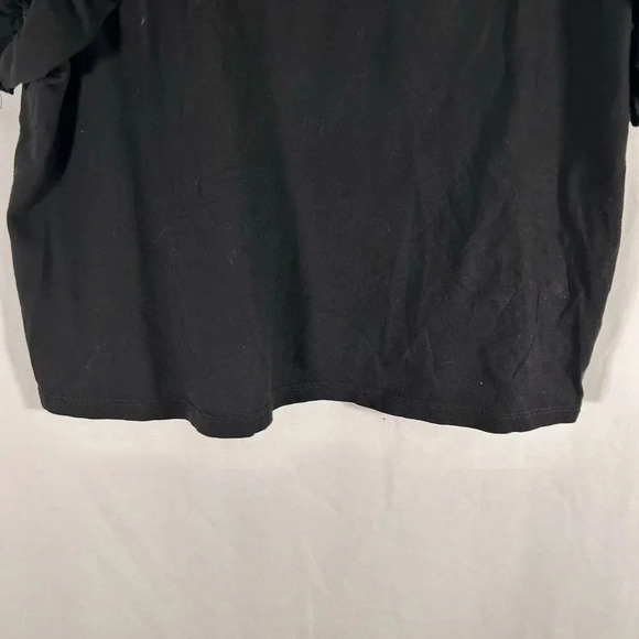 Zara Blouse Women's Medium Solid Black Short Sleeve 100% Cotton - Picture 3 of 9
